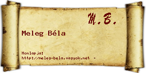Meleg Béla névjegykártya